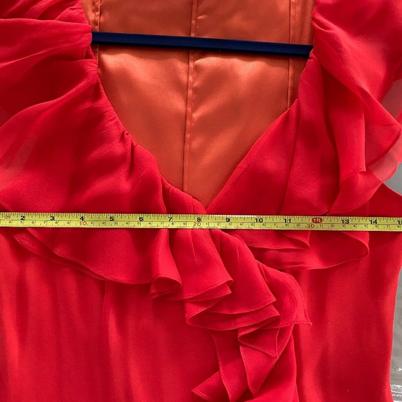 Elegant Red/Orange Silk Wrap Long Dress Size 4 - Picture 13 of 15